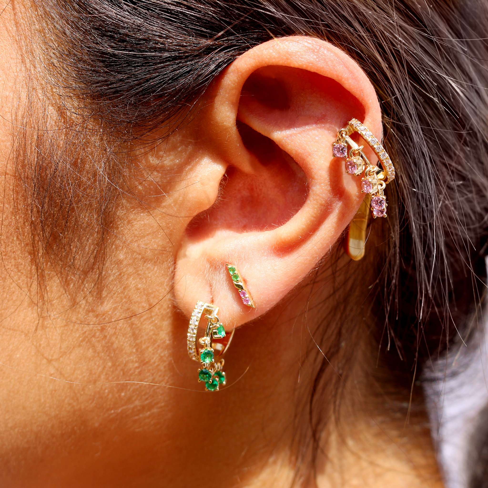 Sara Earrings - Pink/ Green - ARI GISELLE FINE JEWELS